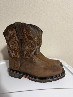 Georgia Boot Carbo-Tec Big Kids Pull-On cowboy Boot boots boys size 5.5 EUC